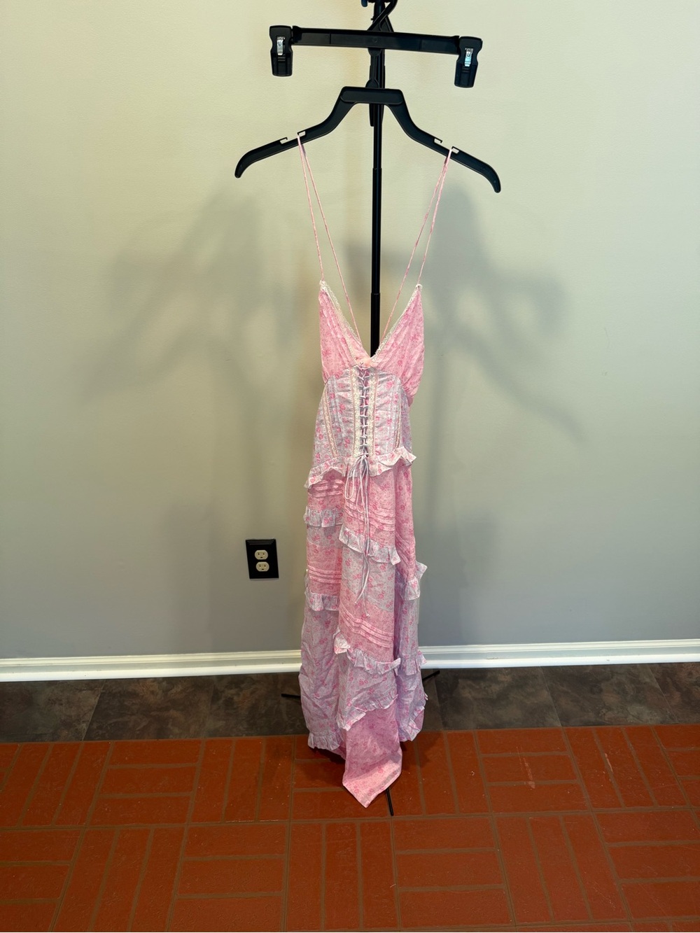 Altar'd State Pink Floral Lace-Up Corset Maxi Dress - Picture 3 of 5